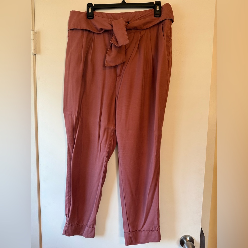Anthropologie Mauve Tie Waist Pants